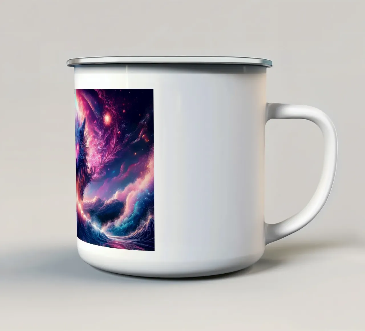 lupo magico tazza in smalto da kimmindmuse