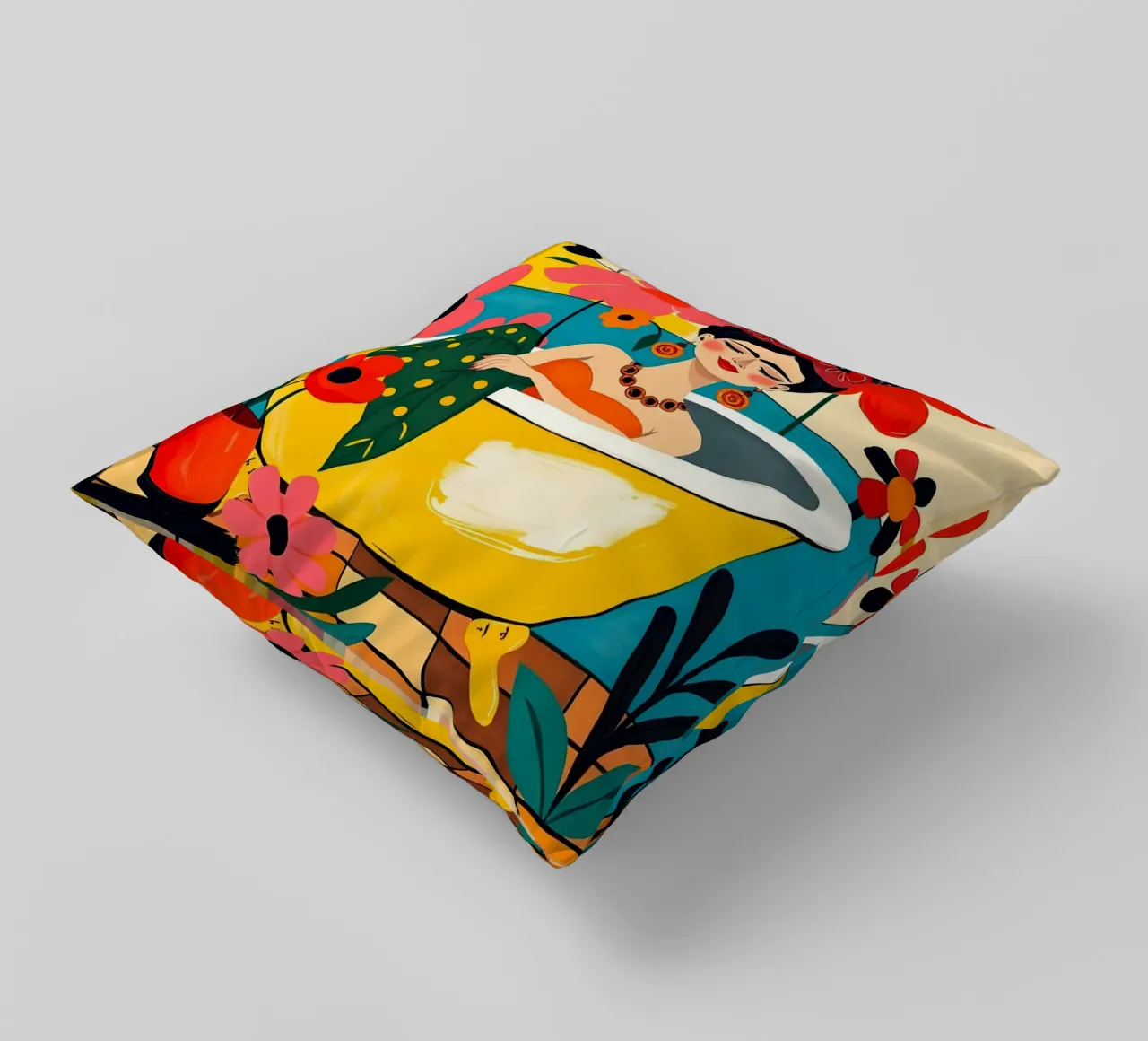 Frida Kahlo nel bagno cuscino da ARTOMATIC