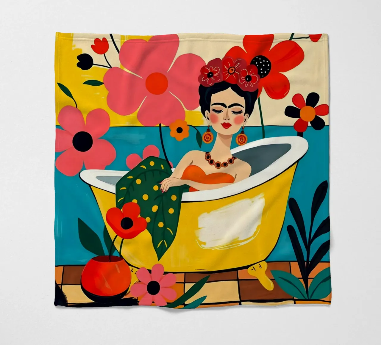 Frida Kahlo nel bagno coperta in pile da ARTOMATIC