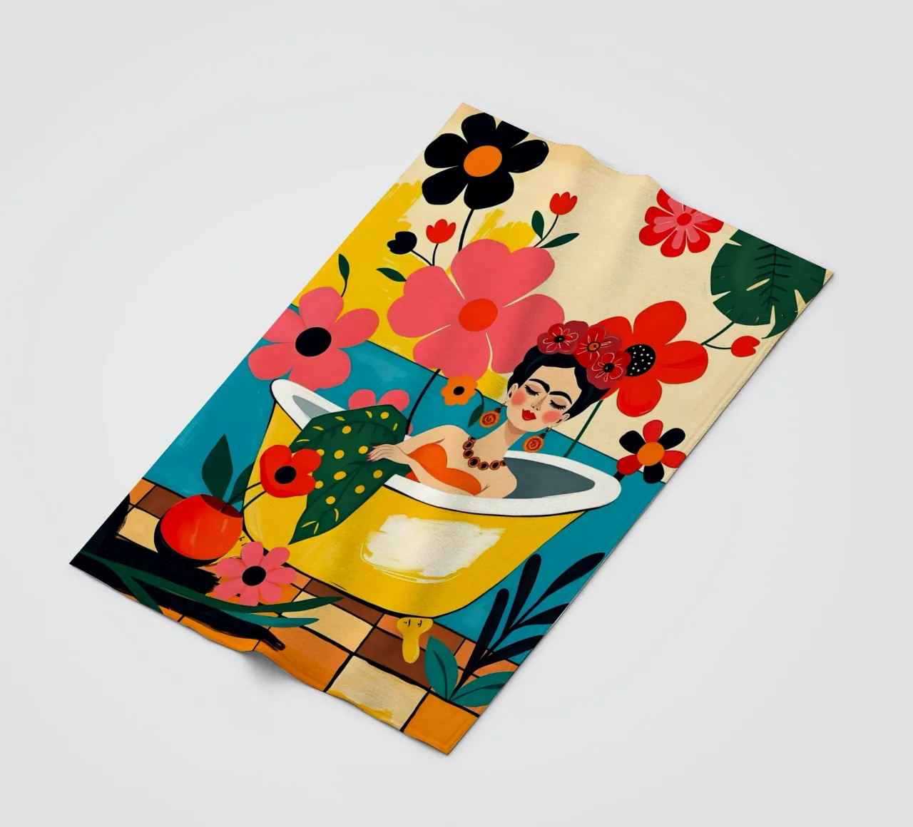 Frida Kahlo nel bagno coperta in pile da ARTOMATIC