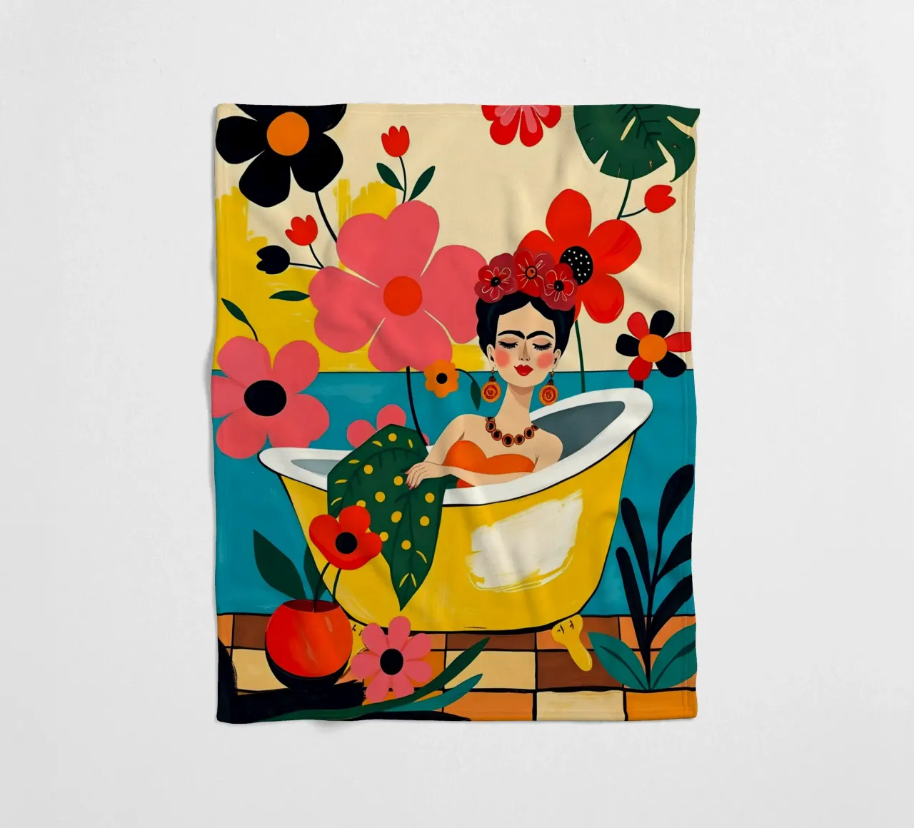 Frida Kahlo nel bagno coperta in pile da ARTOMATIC