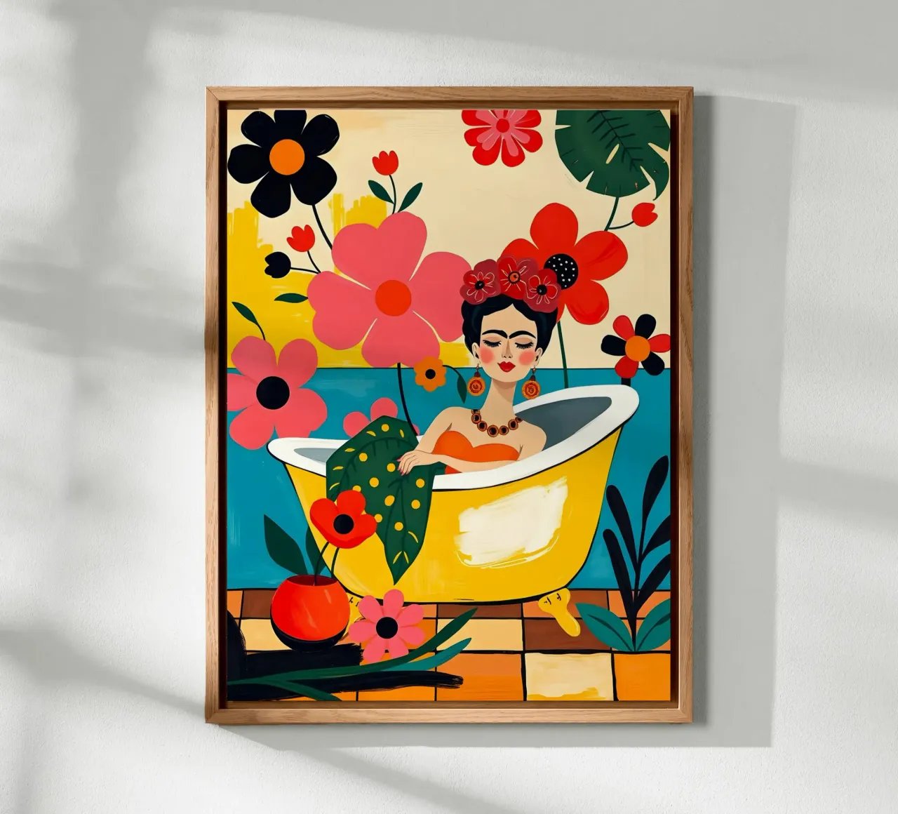 Frida Kahlo en el baño aluminio dibond de ARTOMATIC