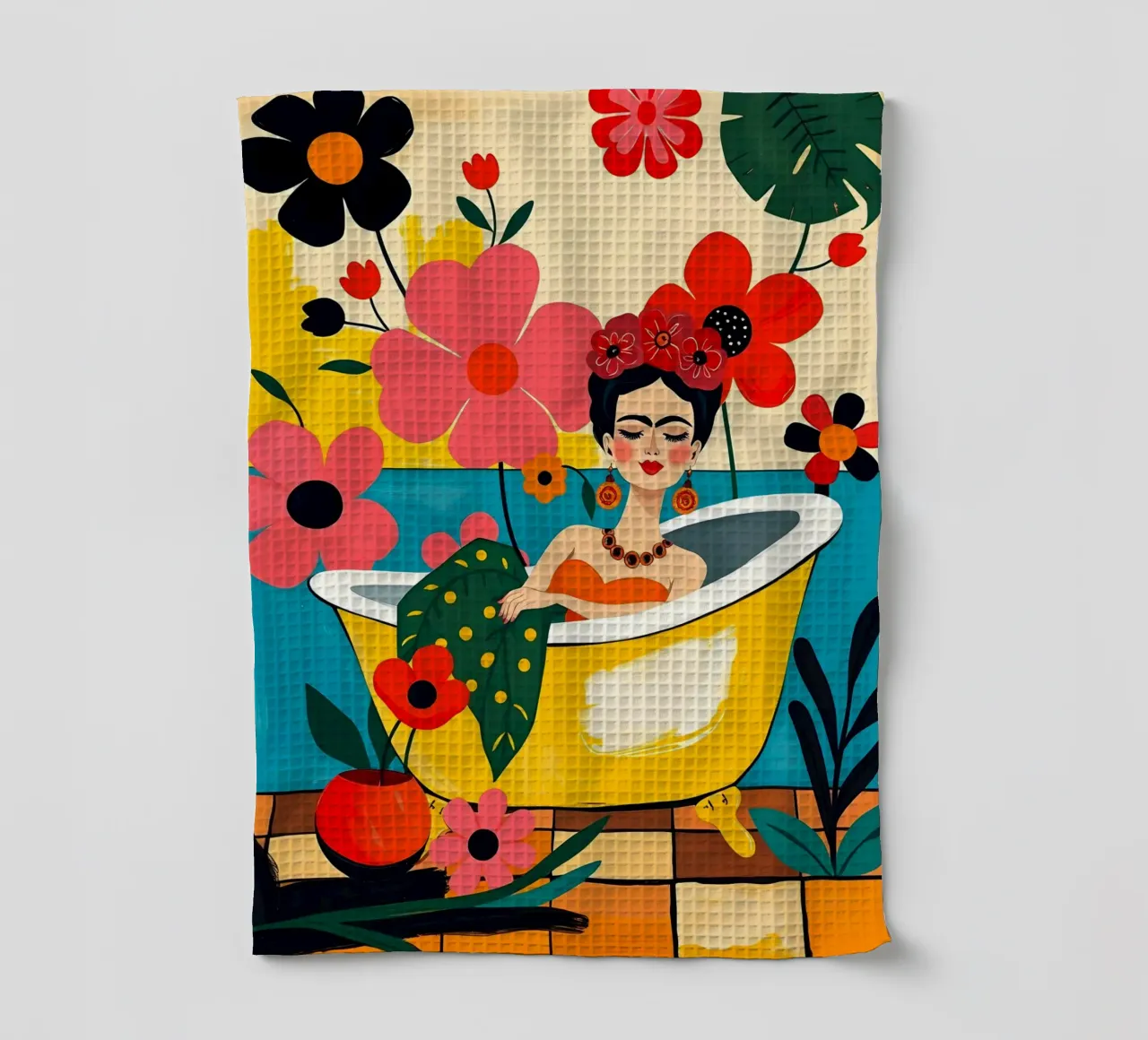 Frida Kahlo dans le bain torchon de ARTOMATIC