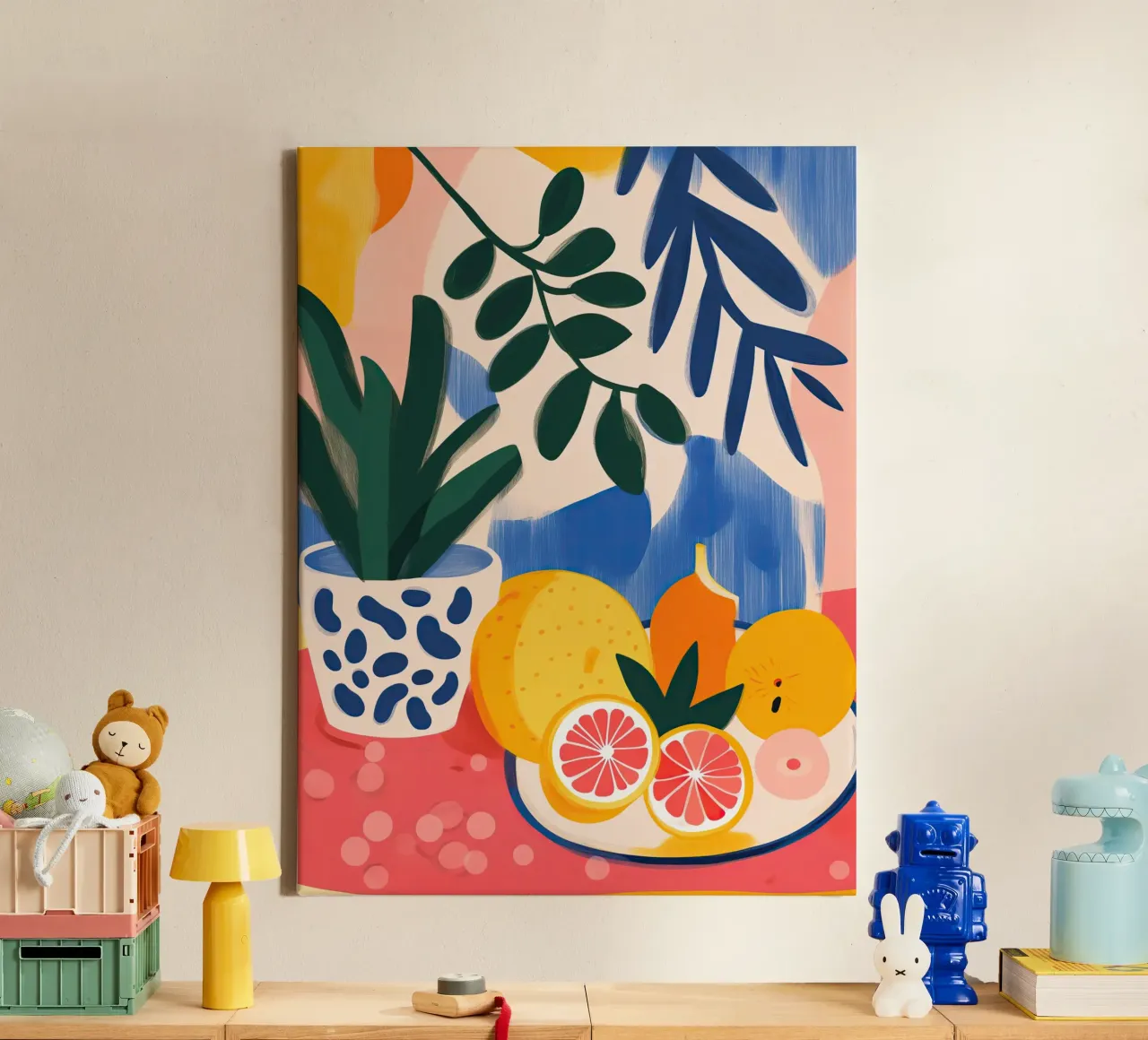 Natura morta con frutta - Stile Matisse tela con Cornice a cassetta da Autofocus