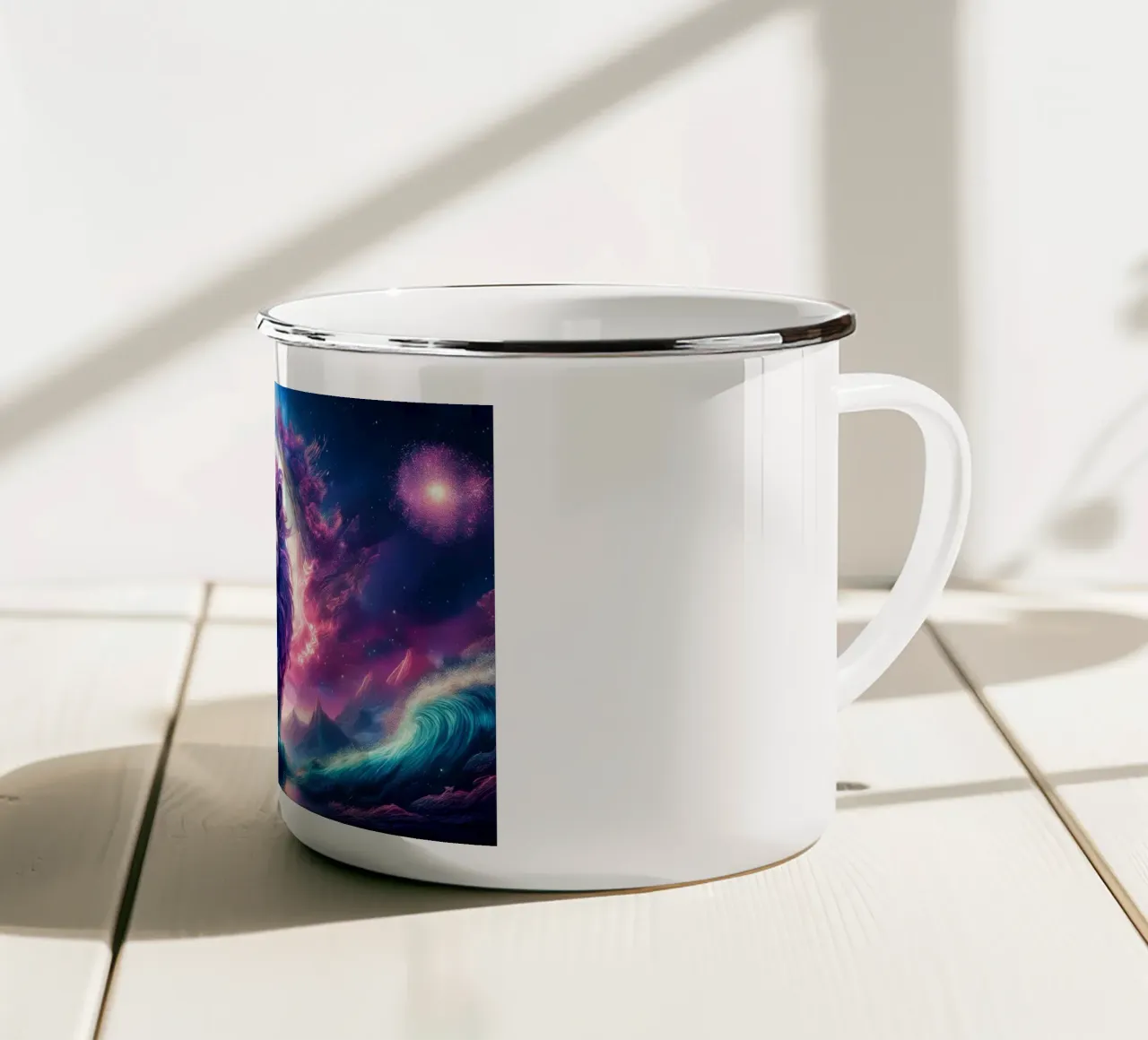 liione magico tazza in smalto da kimmindmuse