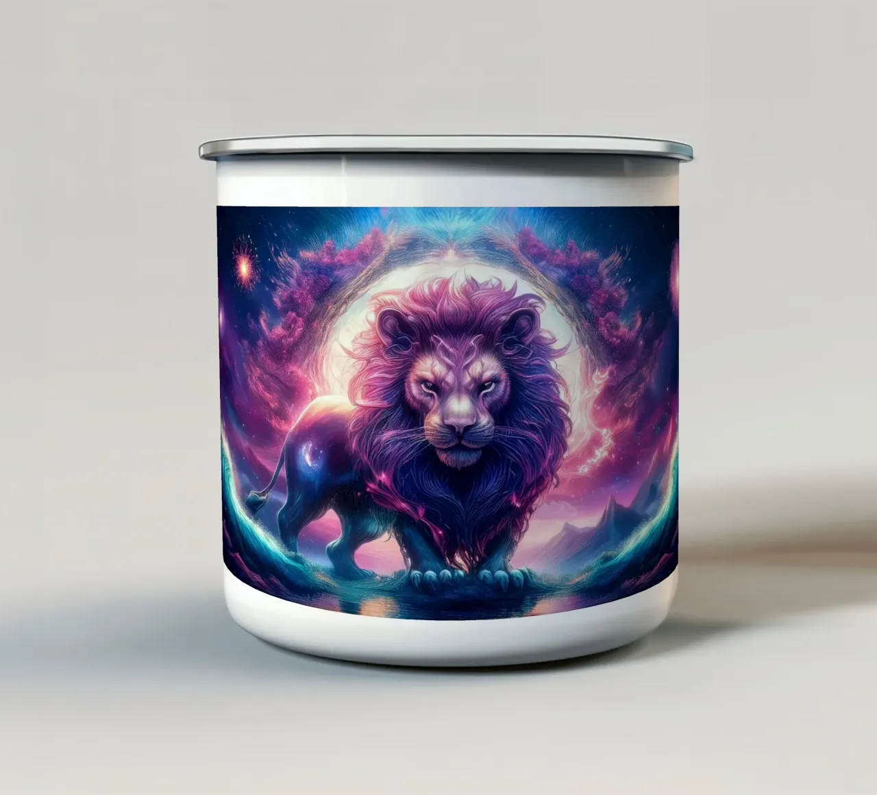 liione magico tazza in smalto da kimmindmuse