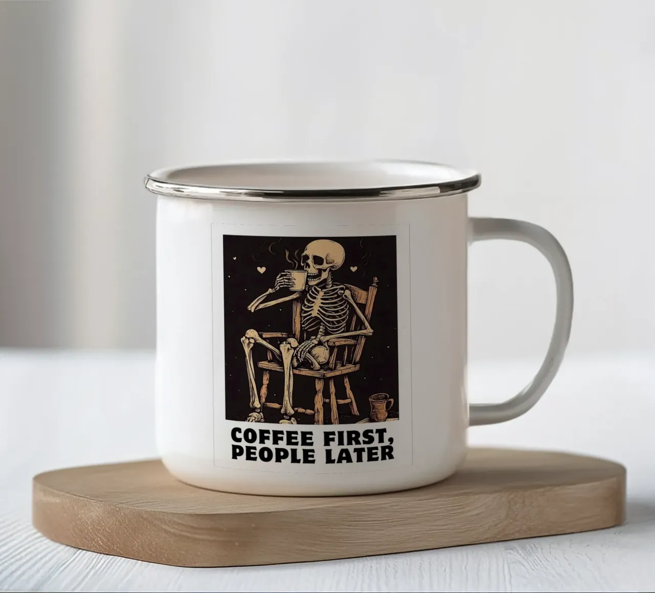 Coffee First, People Later tazza in smalto da IamHomeStudio