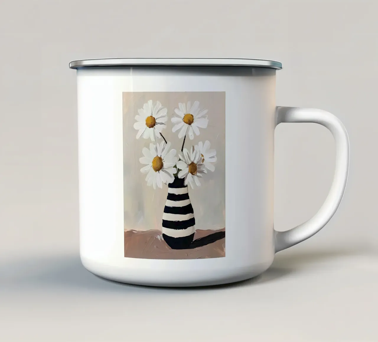 Fiori di margherita in vaso tazza in smalto da IamHomeStudio