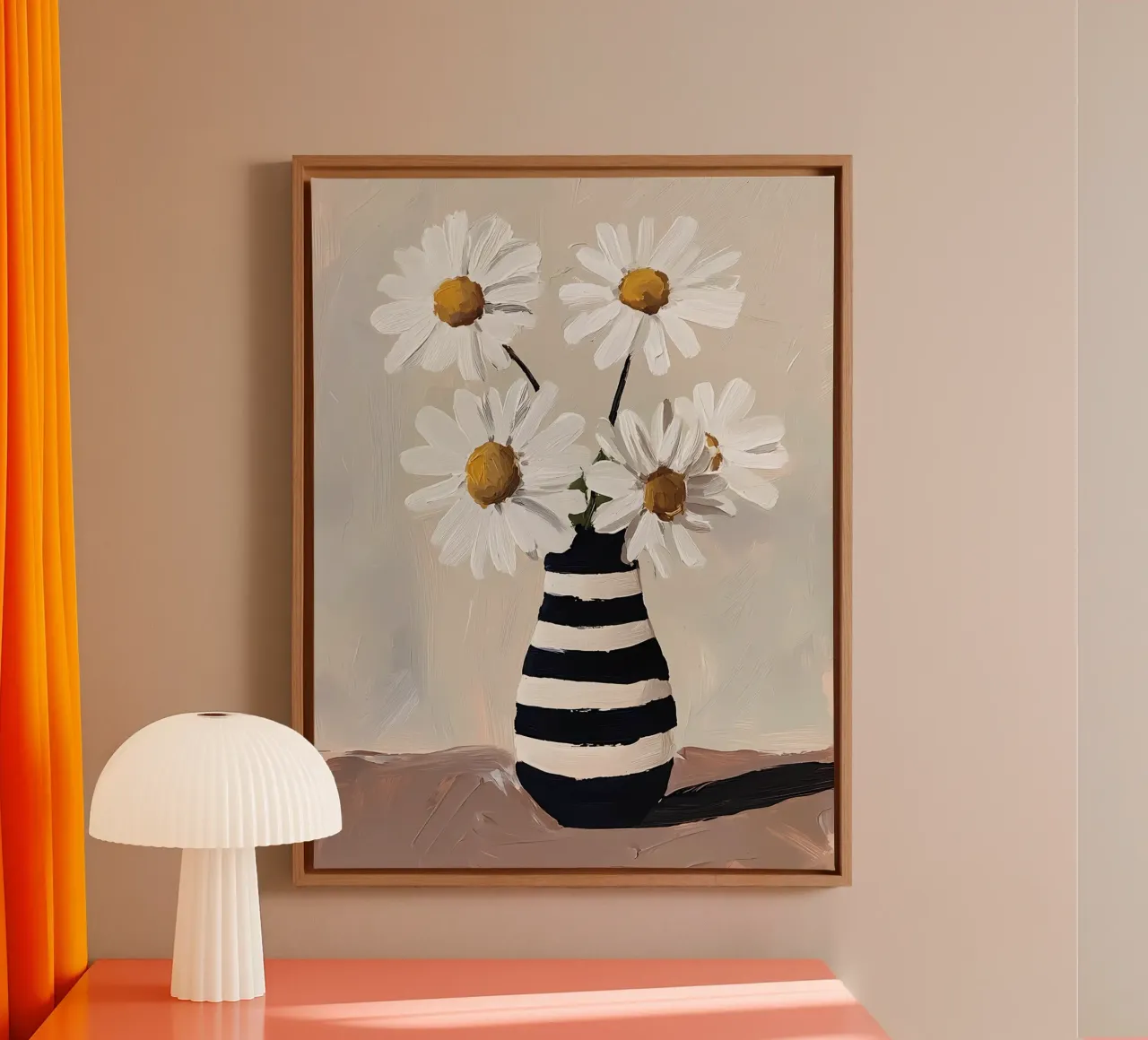 Fiori di margherita in vaso tela con Cornice a cassetta da IamHomeStudio