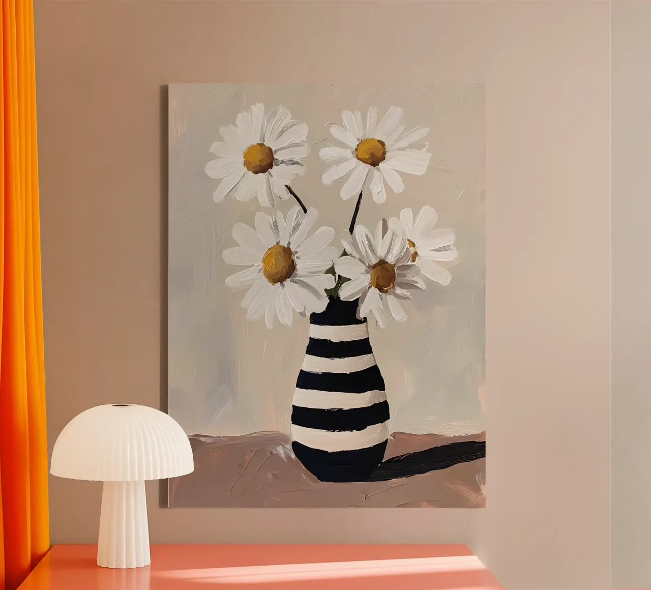 Fiori di margherita in vaso tela con Cornice a cassetta da IamHomeStudio