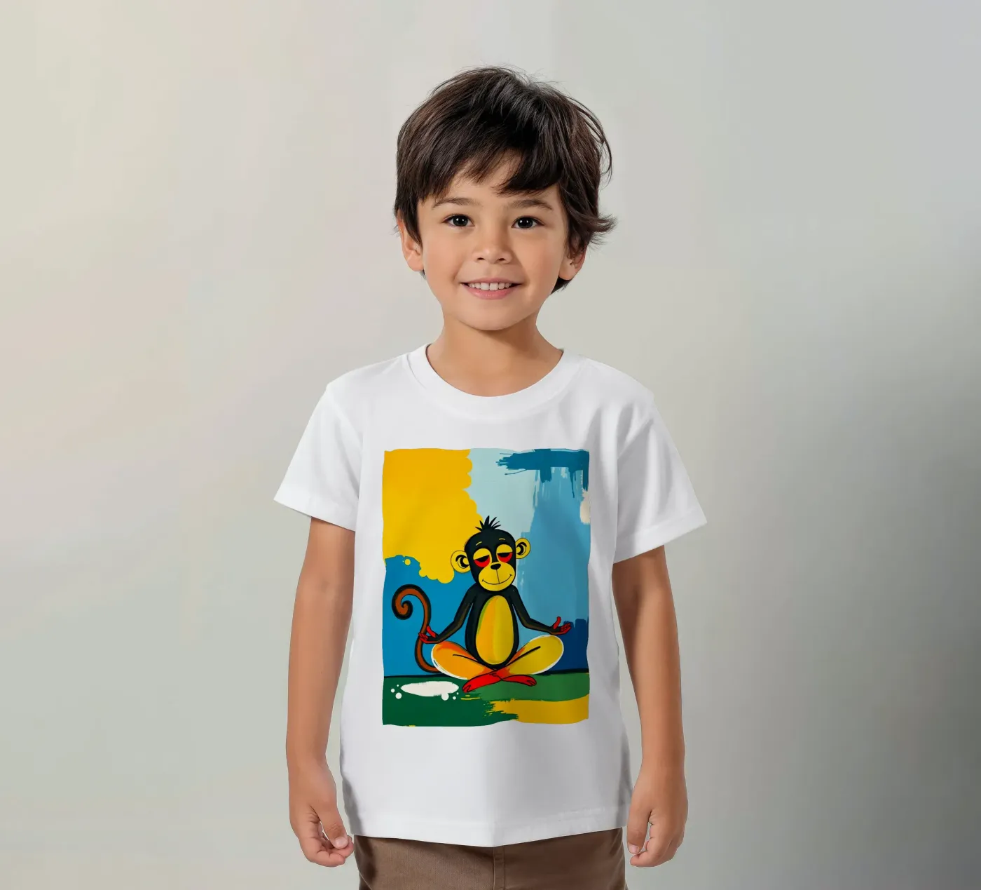 Yoga Monkey t-shirt bambini da ARTOMATIC