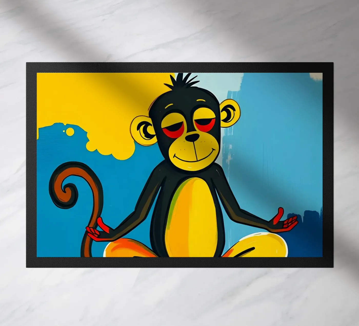 Yoga Monkey doormat by ARTOMATIC