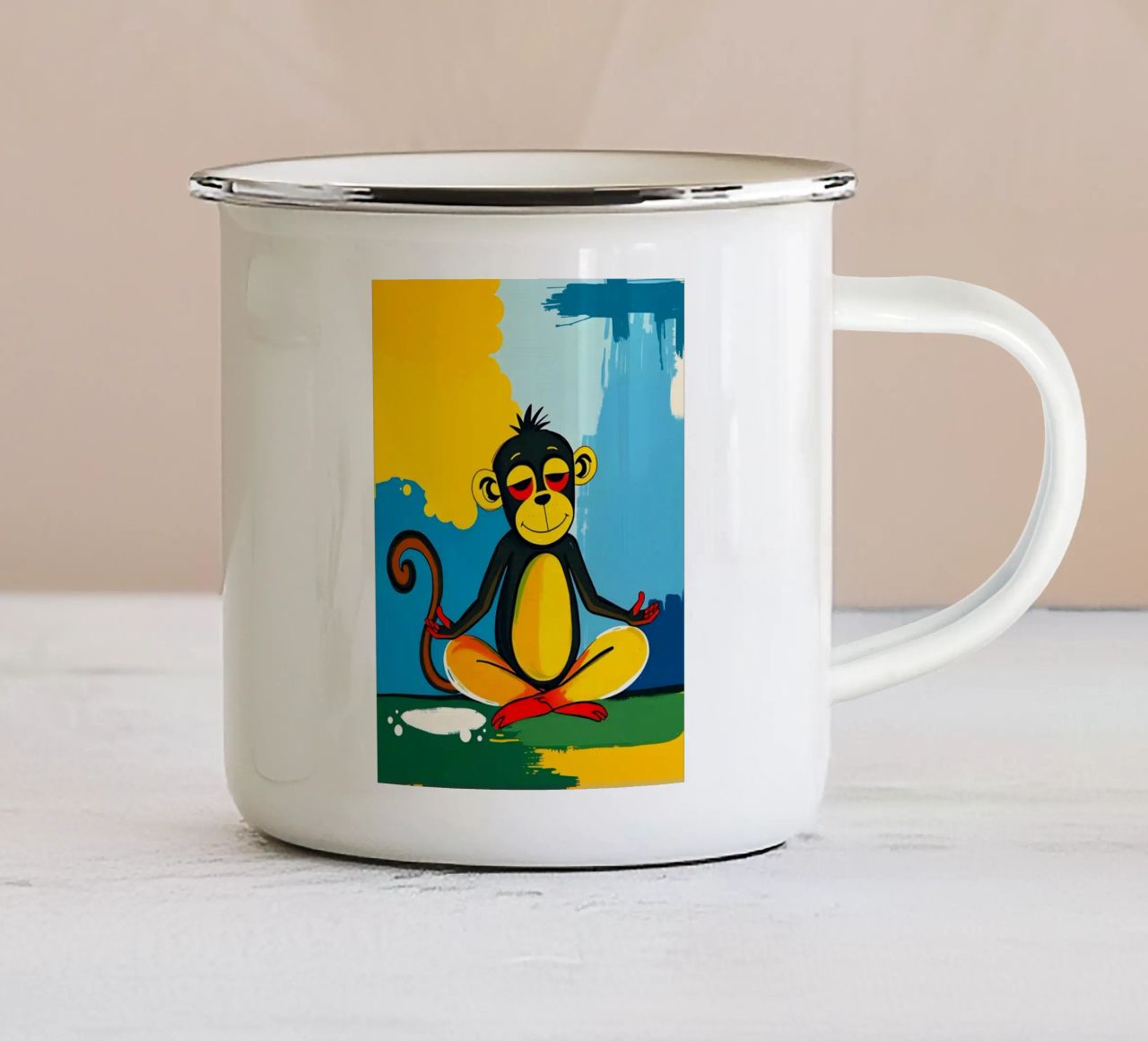 Yoga Monkey tazza in smalto da ARTOMATIC
