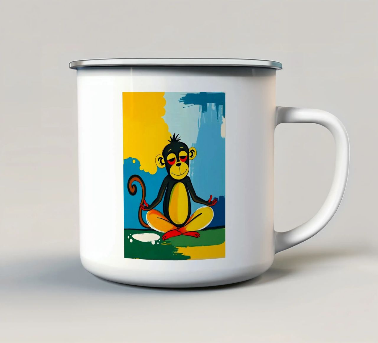 Yoga Monkey tazza in smalto da ARTOMATIC
