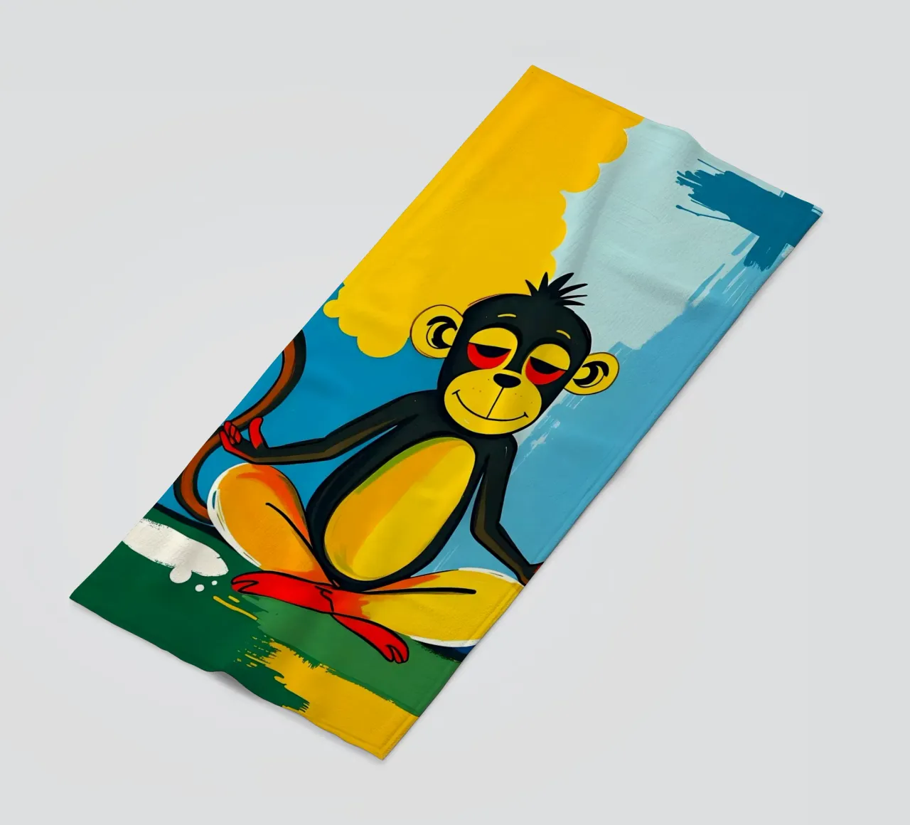 Yoga Monkey beach towel by ARTOMATIC