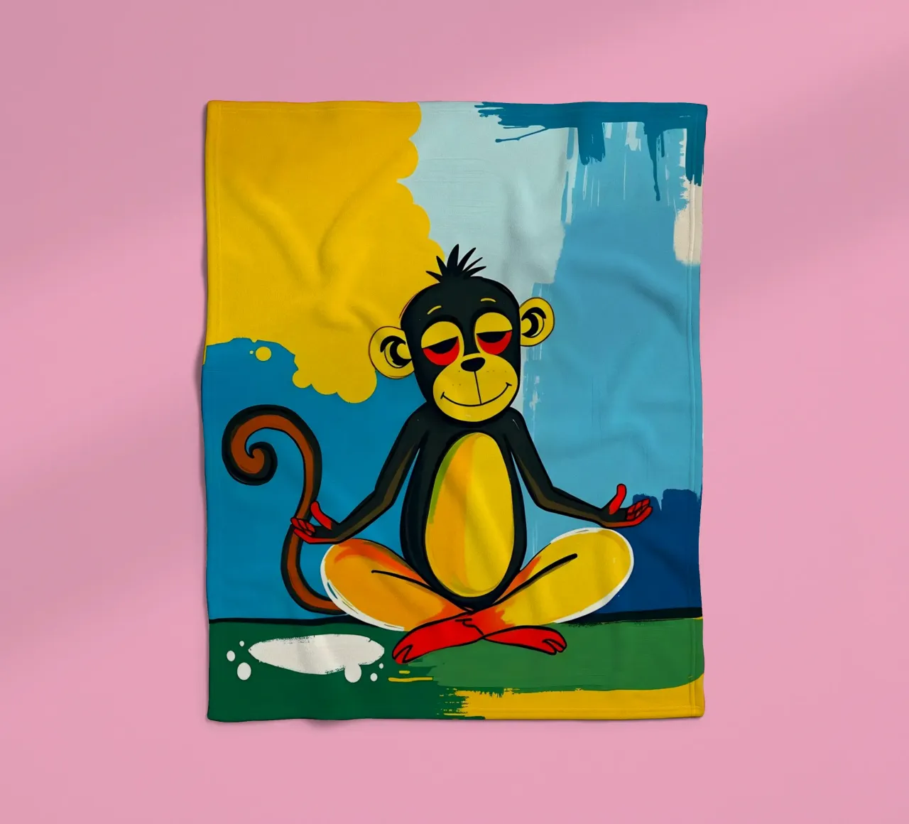 Yoga Monkey fleece blanket by ARTOMATIC