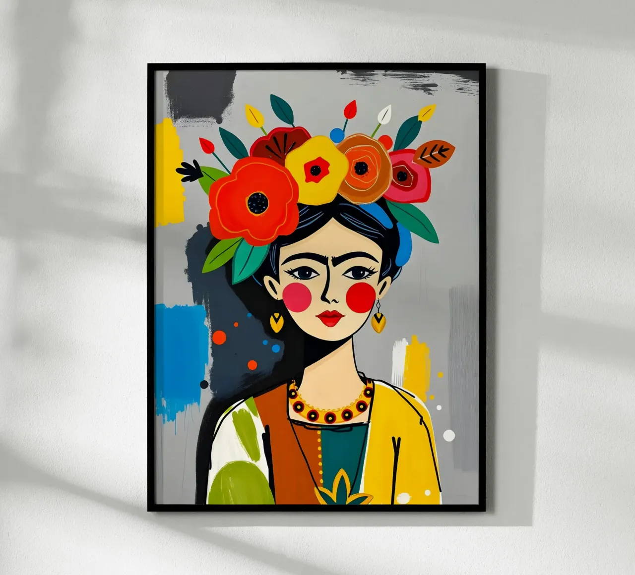 Portrait floral de Frida Kahlo poster de ARTOMATIC