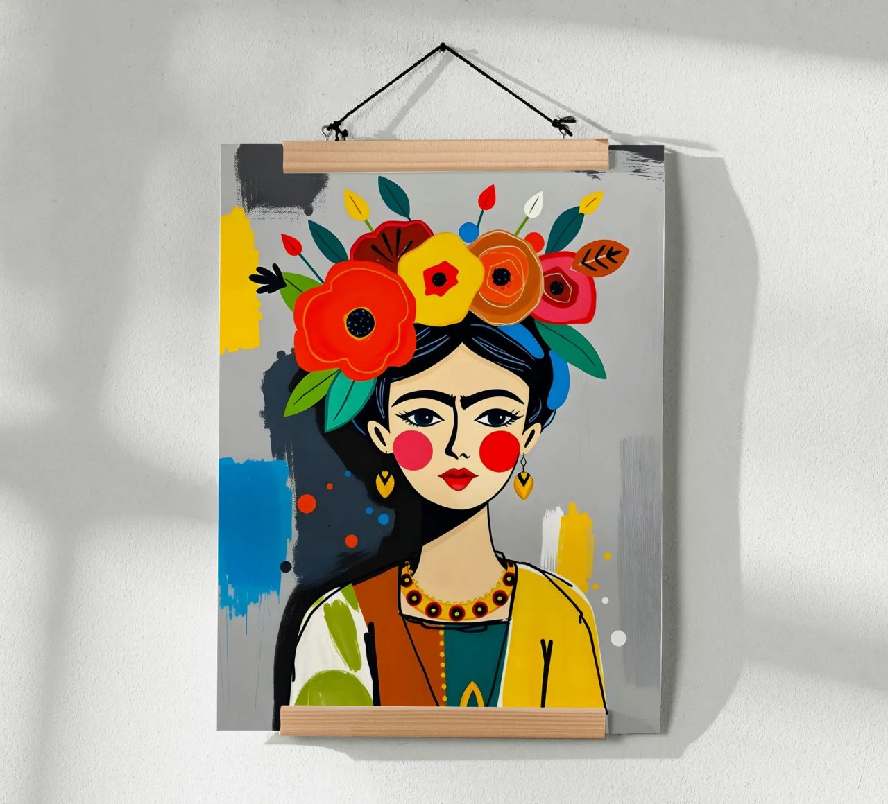 Frida Kahlo Florales Porträt Poster von ARTOMATIC