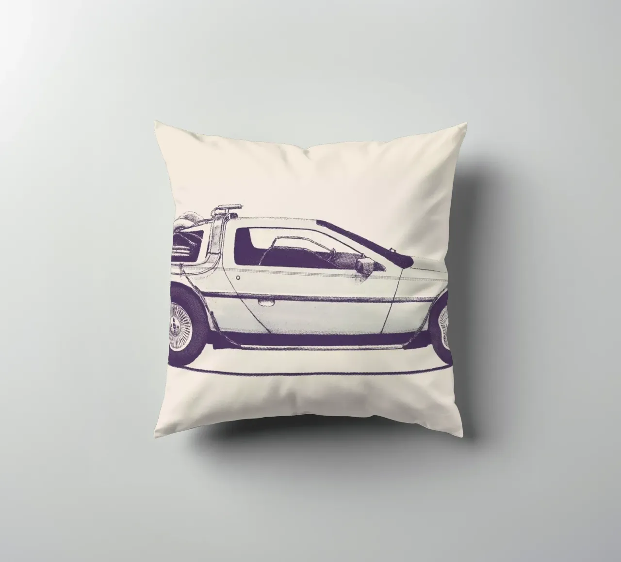 Delorean - Back to the Future decorative cushion by Florent Bodart