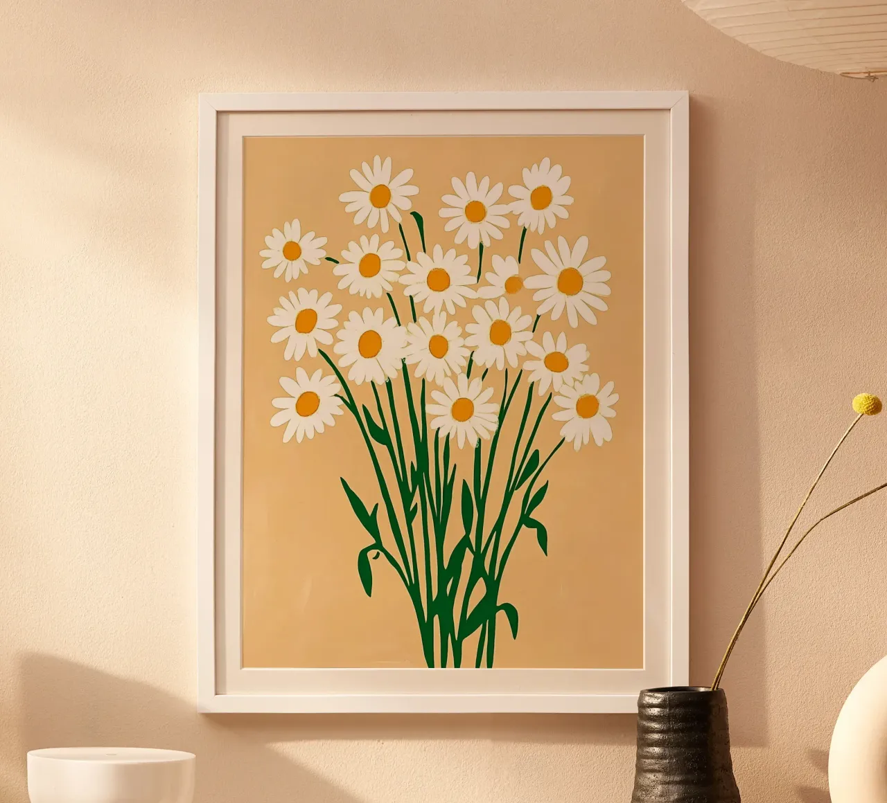 Margherite estive poster con telaio in plastica da IamHomeStudio