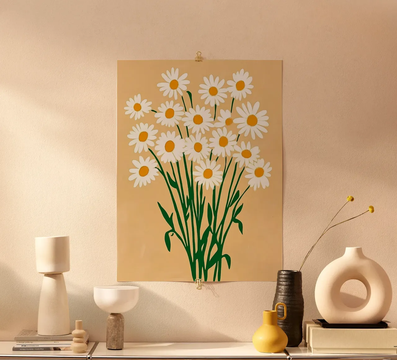 Margherite estive poster con telaio in plastica da IamHomeStudio