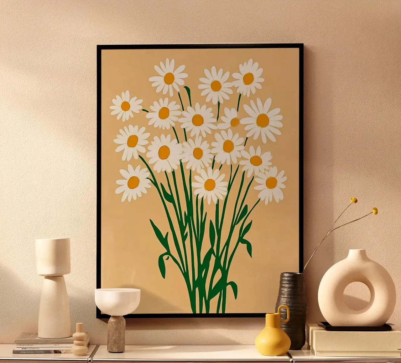 Margherite estive poster con telaio in plastica da IamHomeStudio