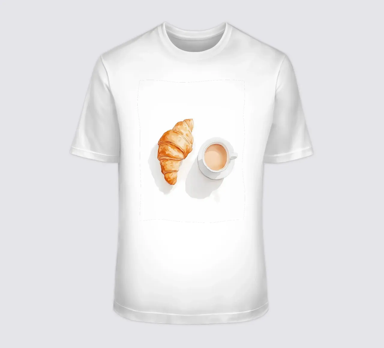 Caffè e croissant t-shirt da Olga Wildrose