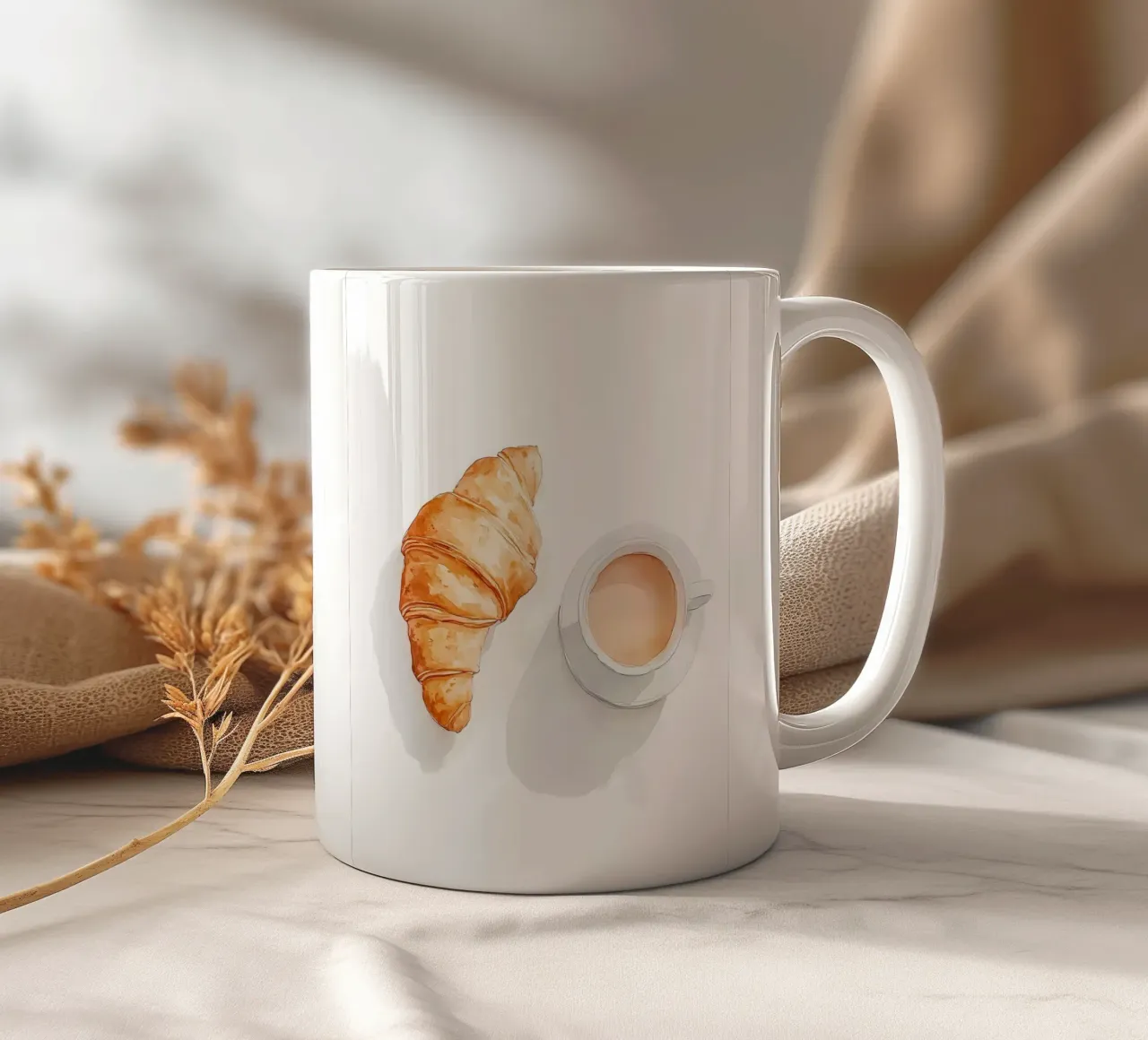 Caffè e croissant tazza in ceramica da Olga Wildrose