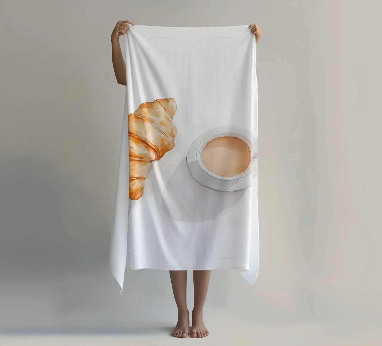 Caffè e croissant telo mare da IamHomeStudio