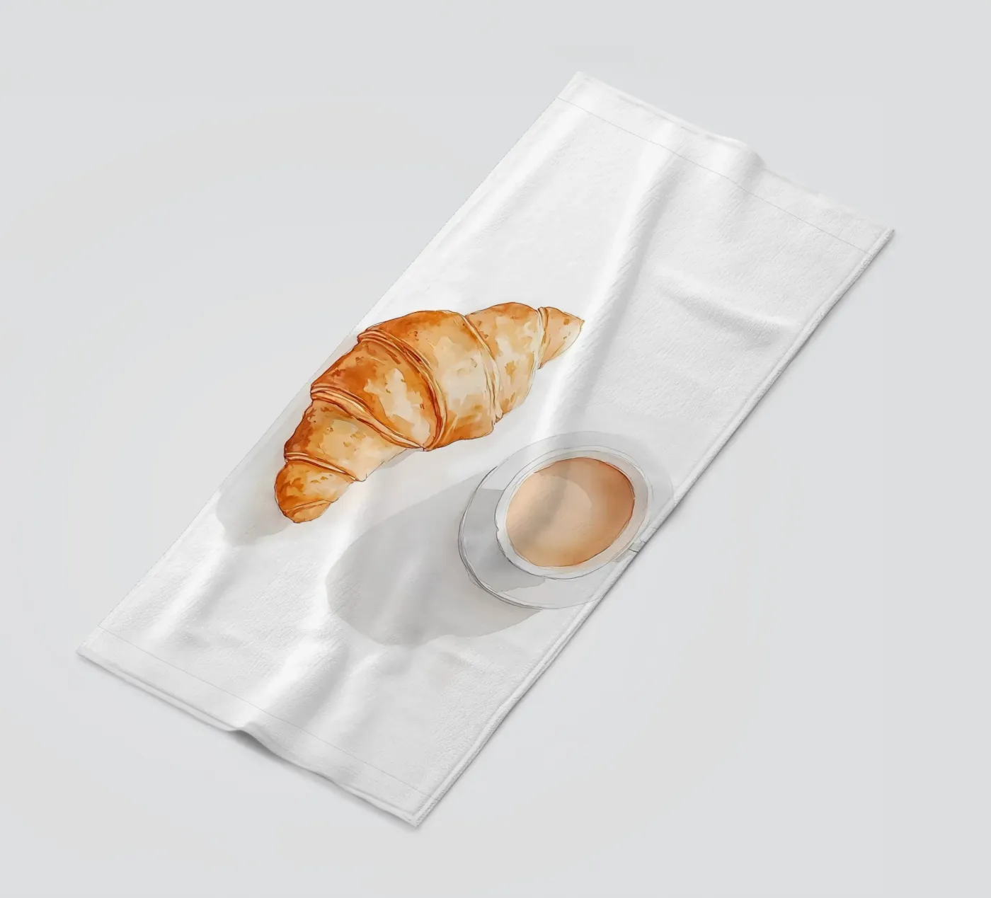 Koffie en croissant strandhanddoek van IamHomeStudio