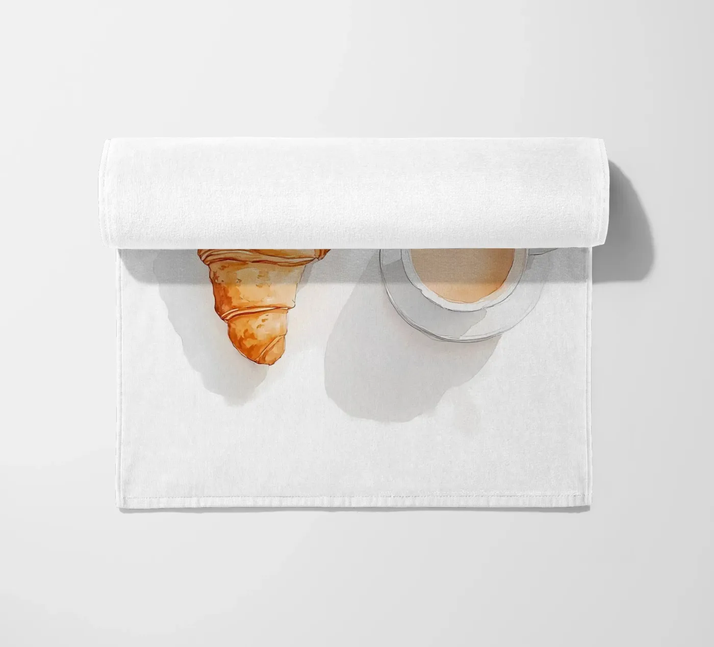 Koffie en croissant strandhanddoek van IamHomeStudio