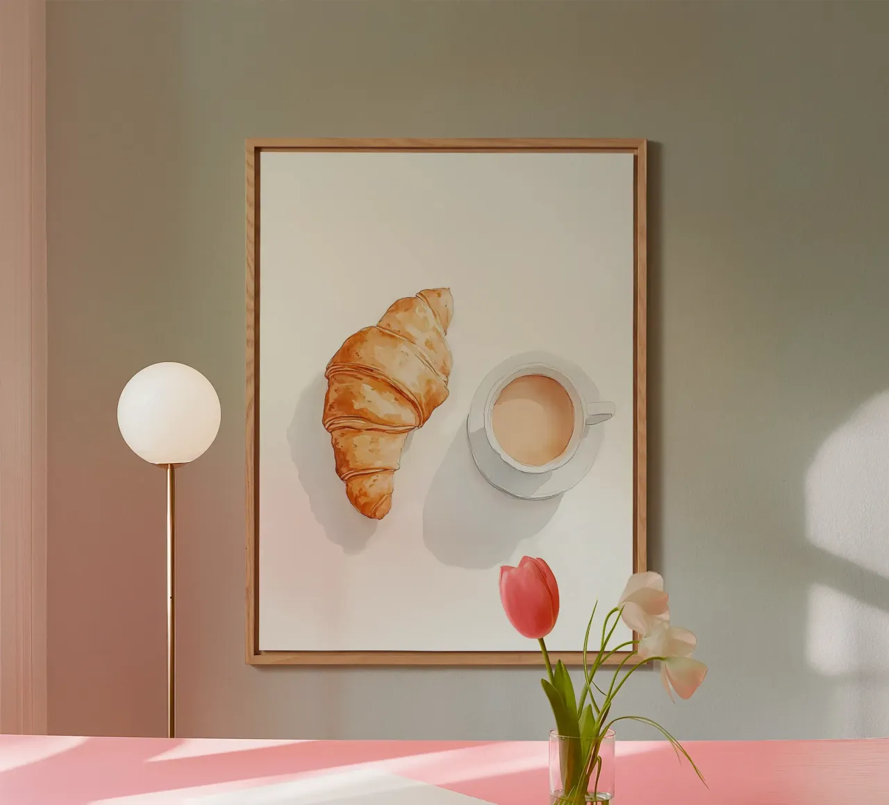 Caffè e croissant alluminio dibond da Olga Wildrose