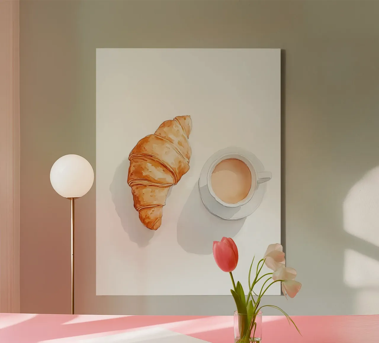 Caffè e croissant tela con Cornice a cassetta da IamHomeStudio