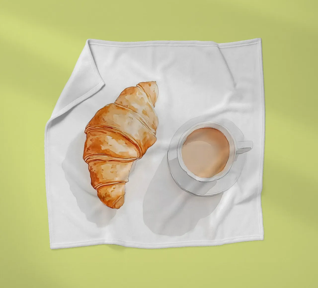 Caffè e croissant coperta in pile da Olga Wildrose