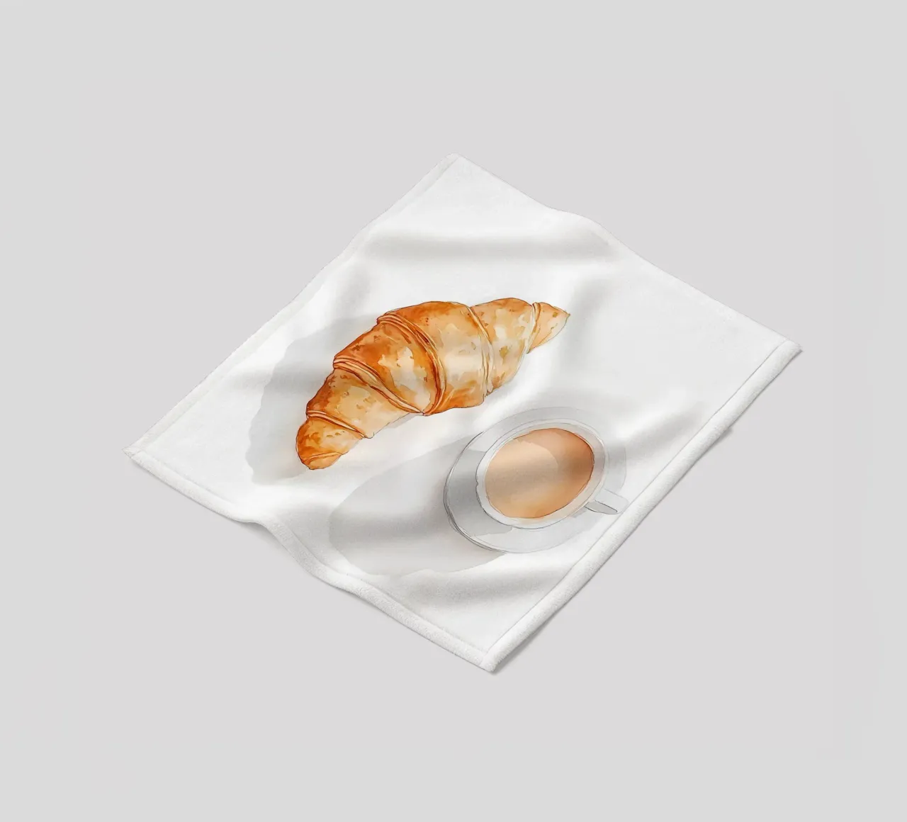 Caffè e croissant coperta in pile da Olga Wildrose