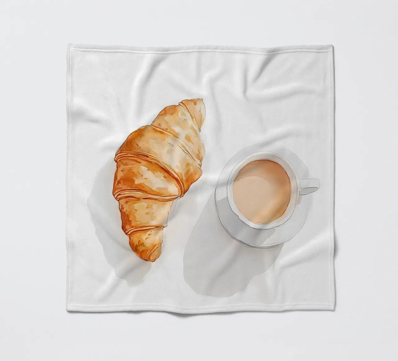 Caffè e croissant coperta in pile da Olga Wildrose