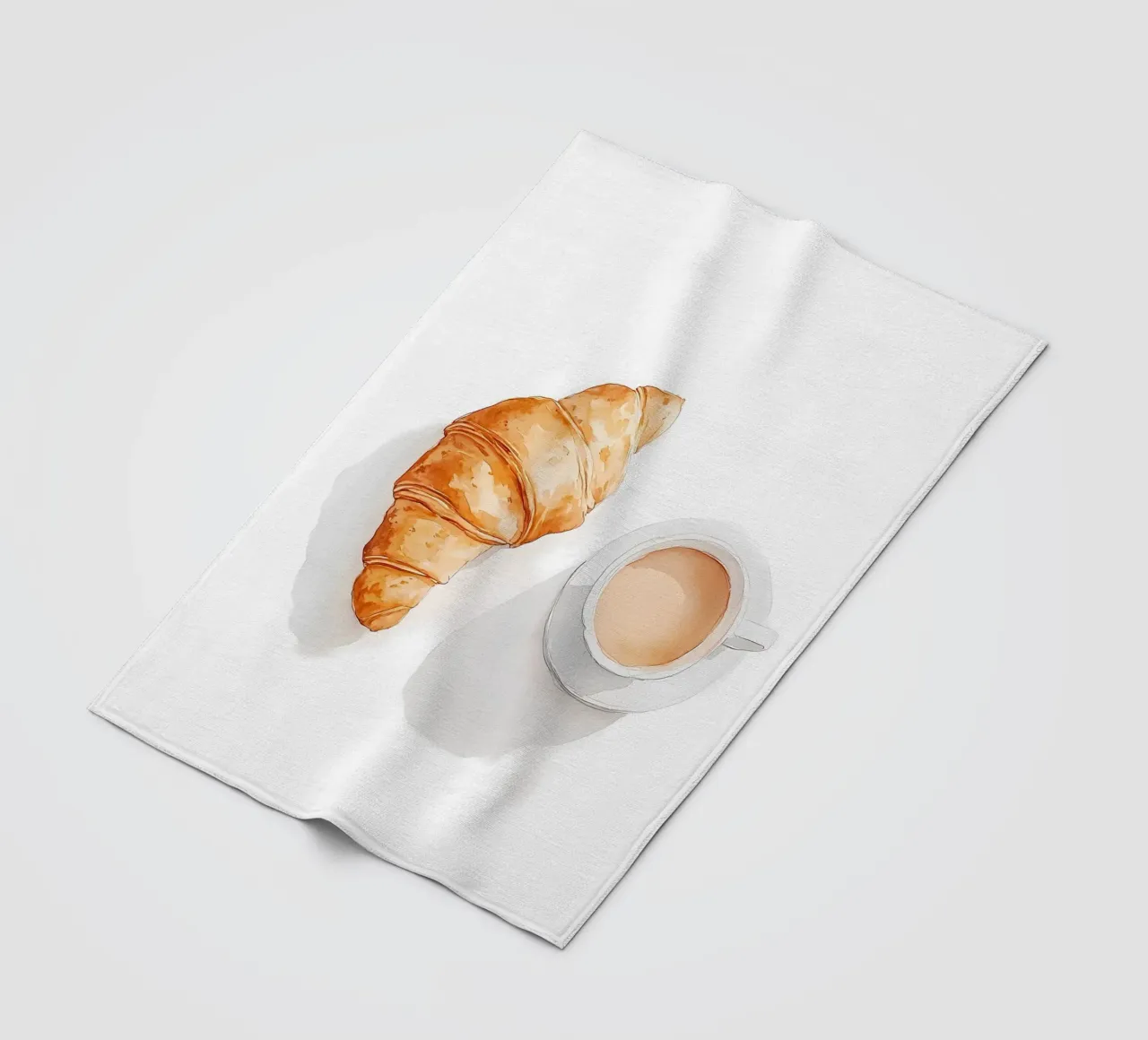 Caffè e croissant coperta in pile da Olga Wildrose