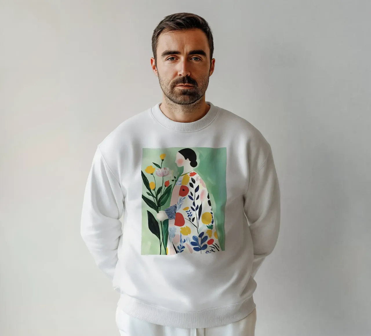 Donna con fiori felpa da IamHomeStudio