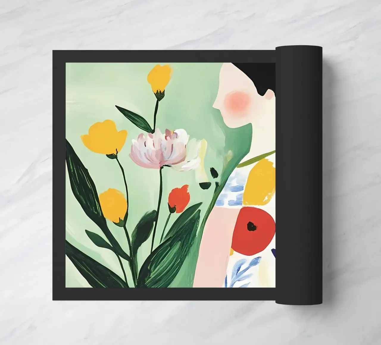 Donna con fiori zerbino da IamHomeStudio