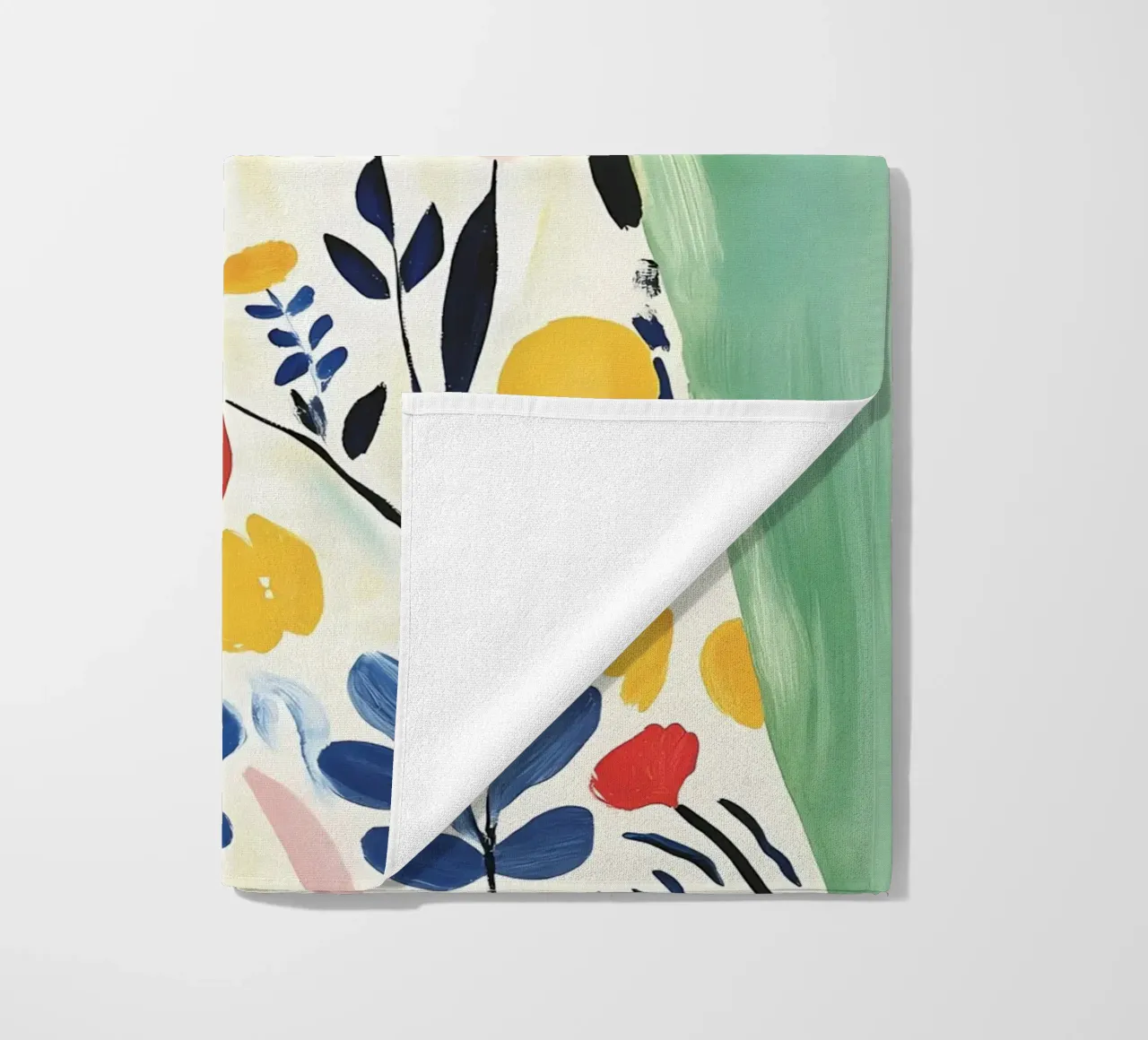 Donna con fiori telo mare da IamHomeStudio