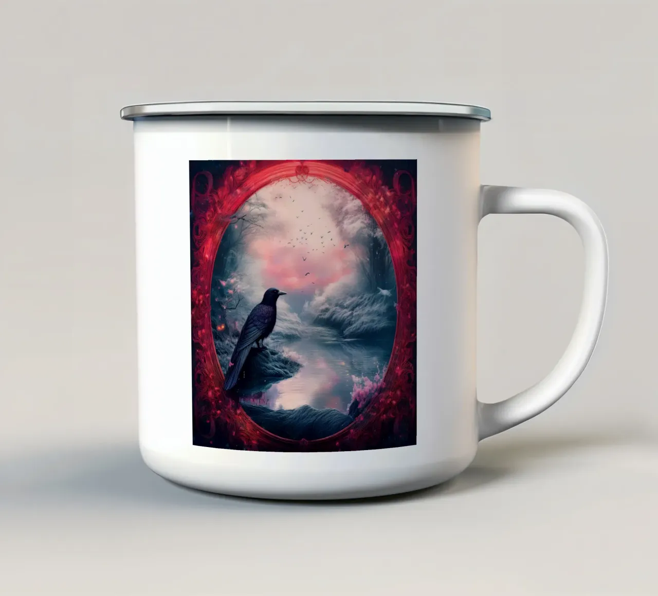 corvo tazza in smalto da kimmindmuse