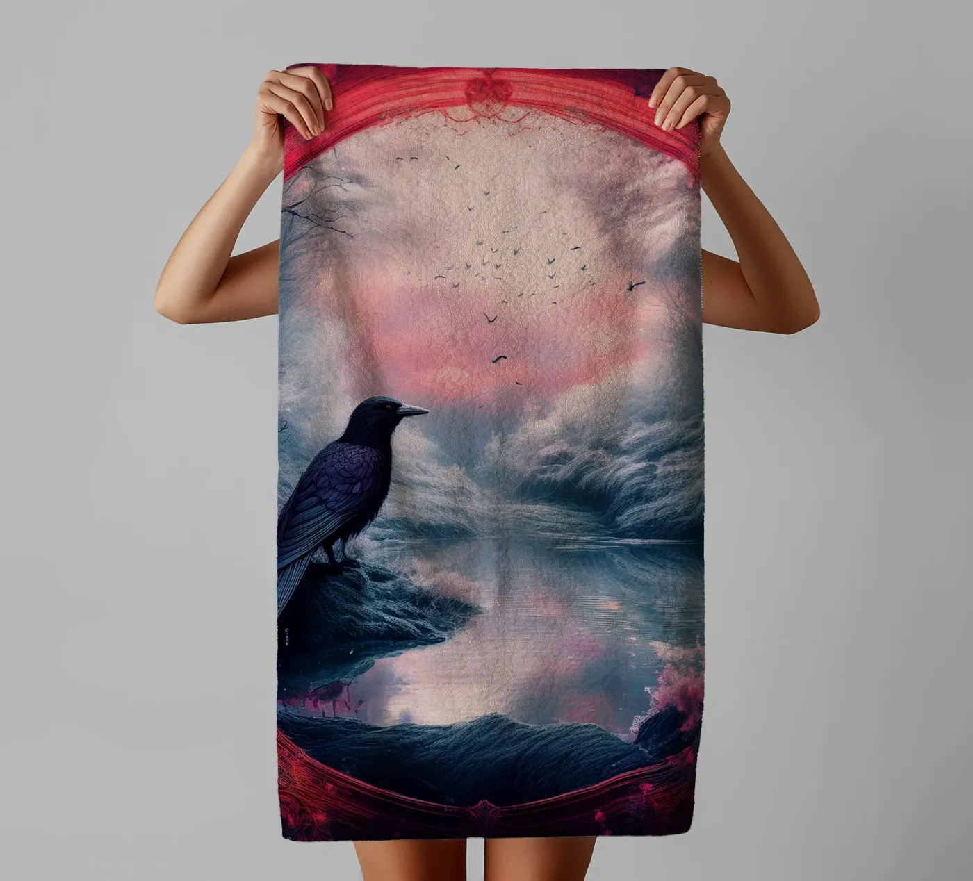 crow towel by kimmindmuse