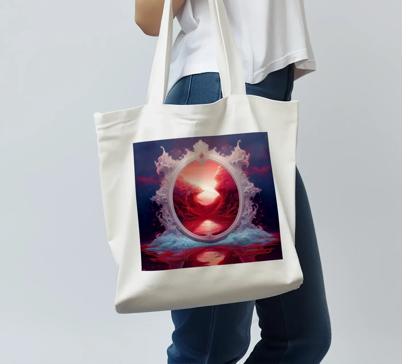 withe frame tote bag de kimmindmuse