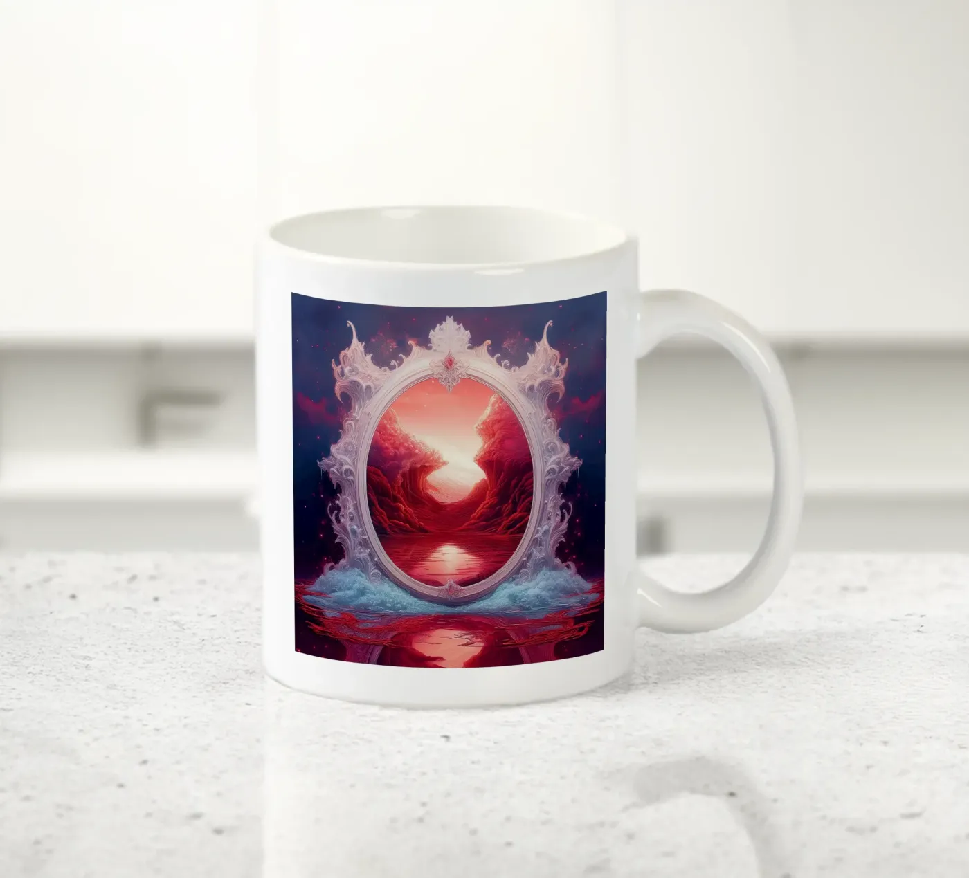 withe frame ceramic mug by kimmindmuse