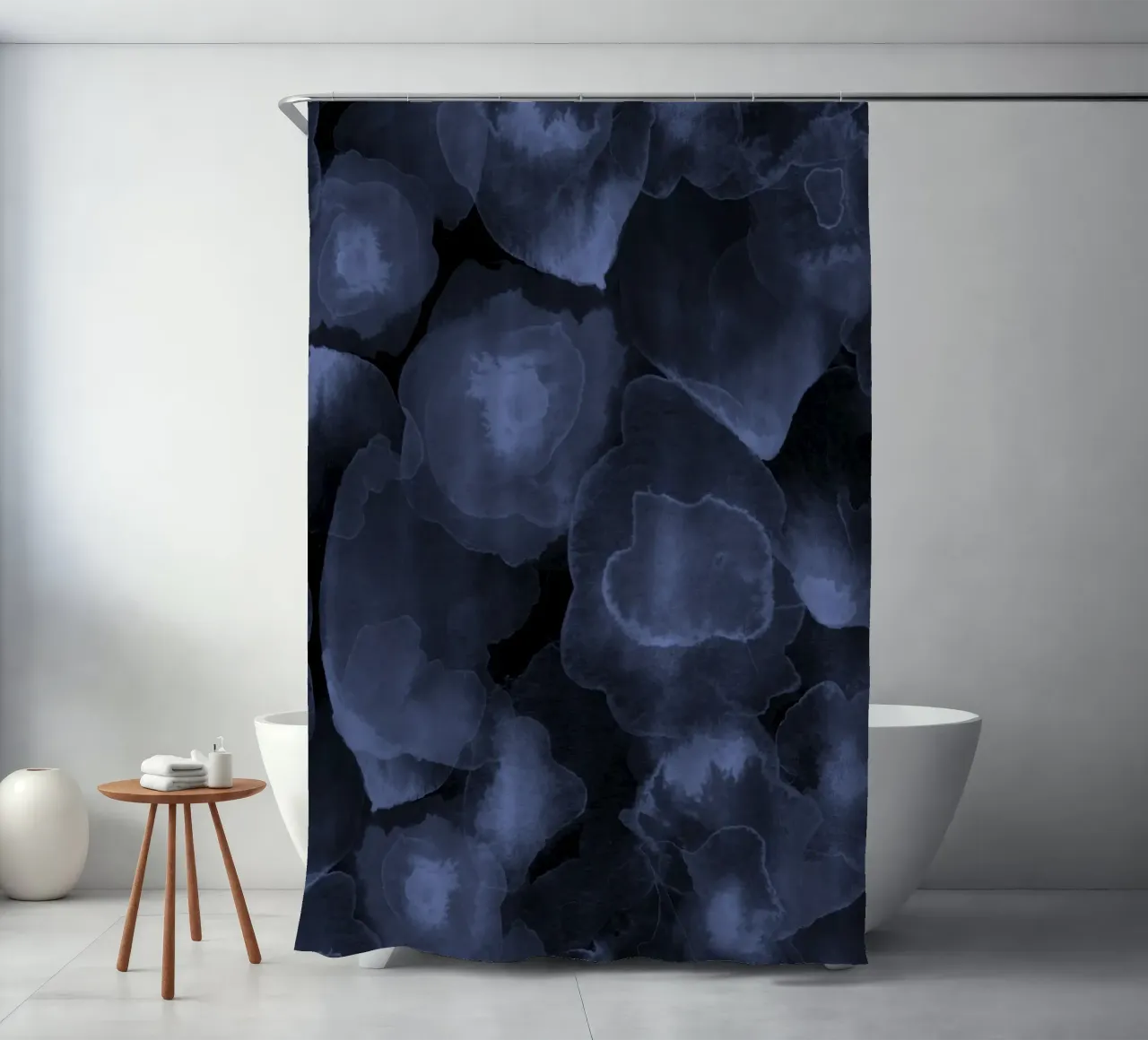 blue bubble shower curtain by Giulio Iurissevich