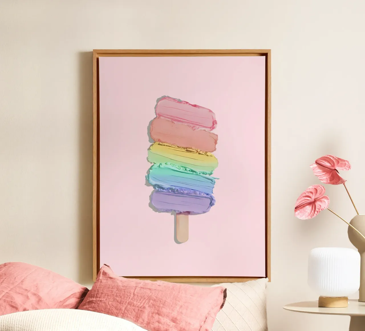 Pastel Regenboog IJs canvas met Baklijst van cafelab