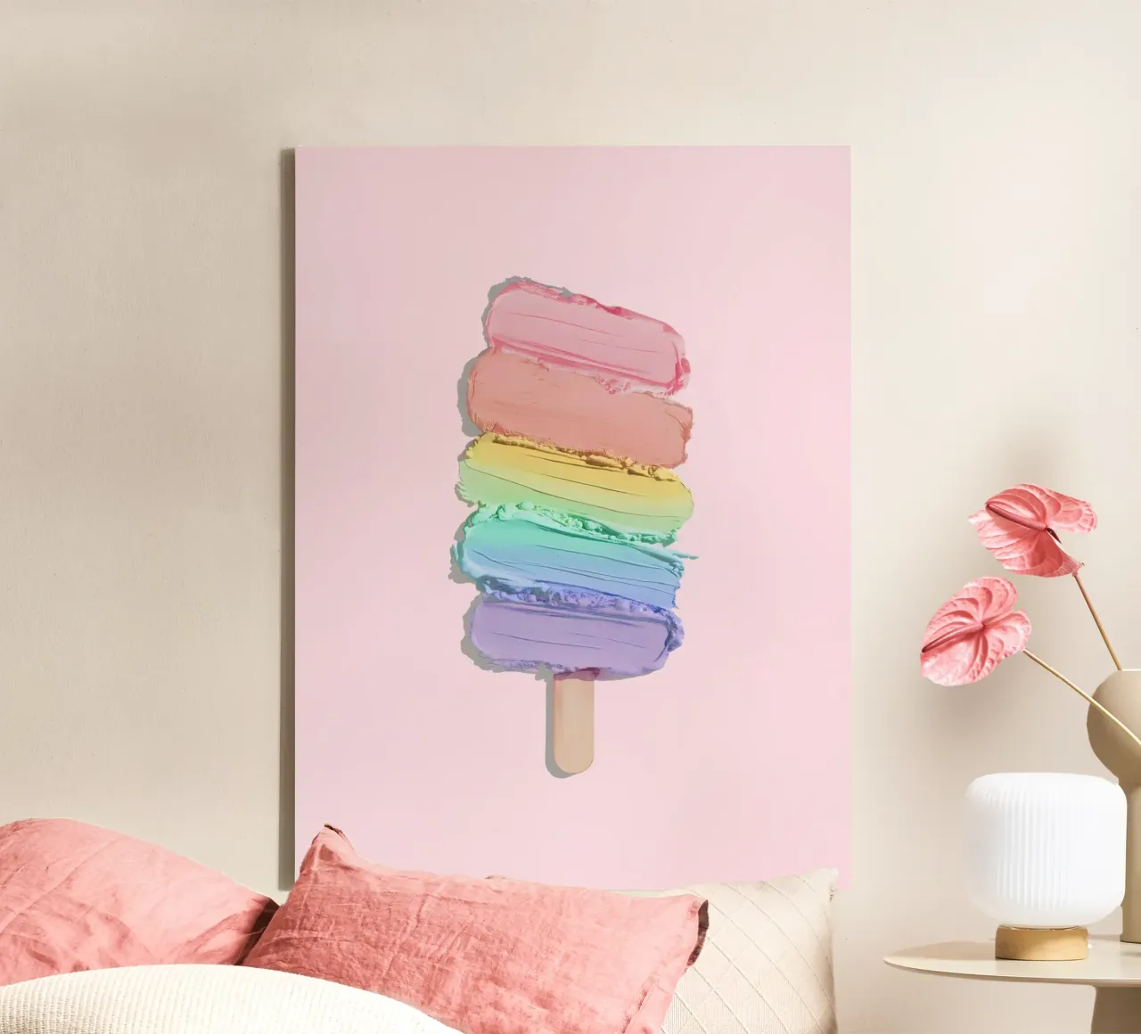Pastel Regenboog IJs canvas met Baklijst van cafelab