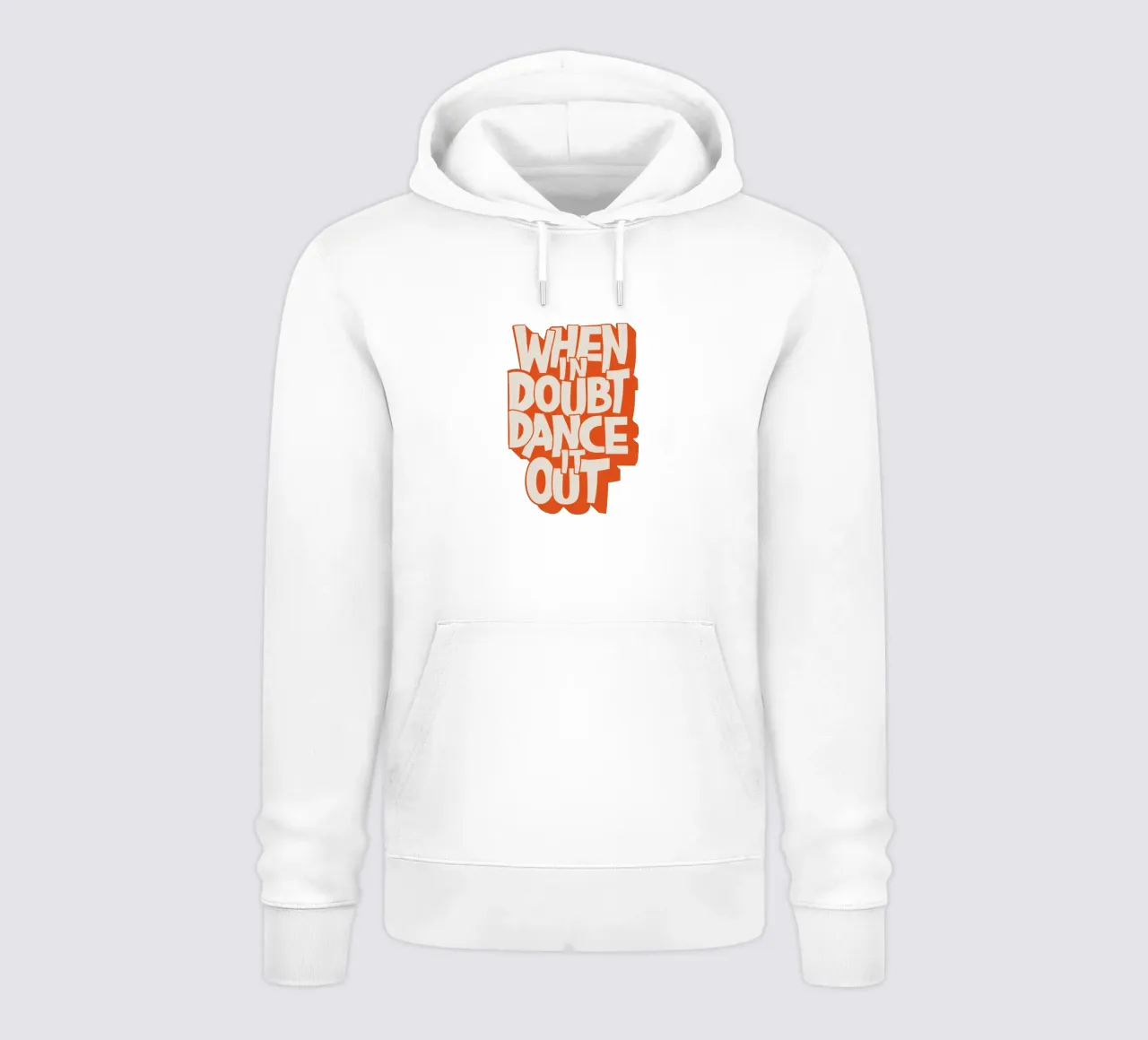 "When In Doubt Dance It Out" Typo Art Print - Pink & Orange felpa con cappuccio da showmemars