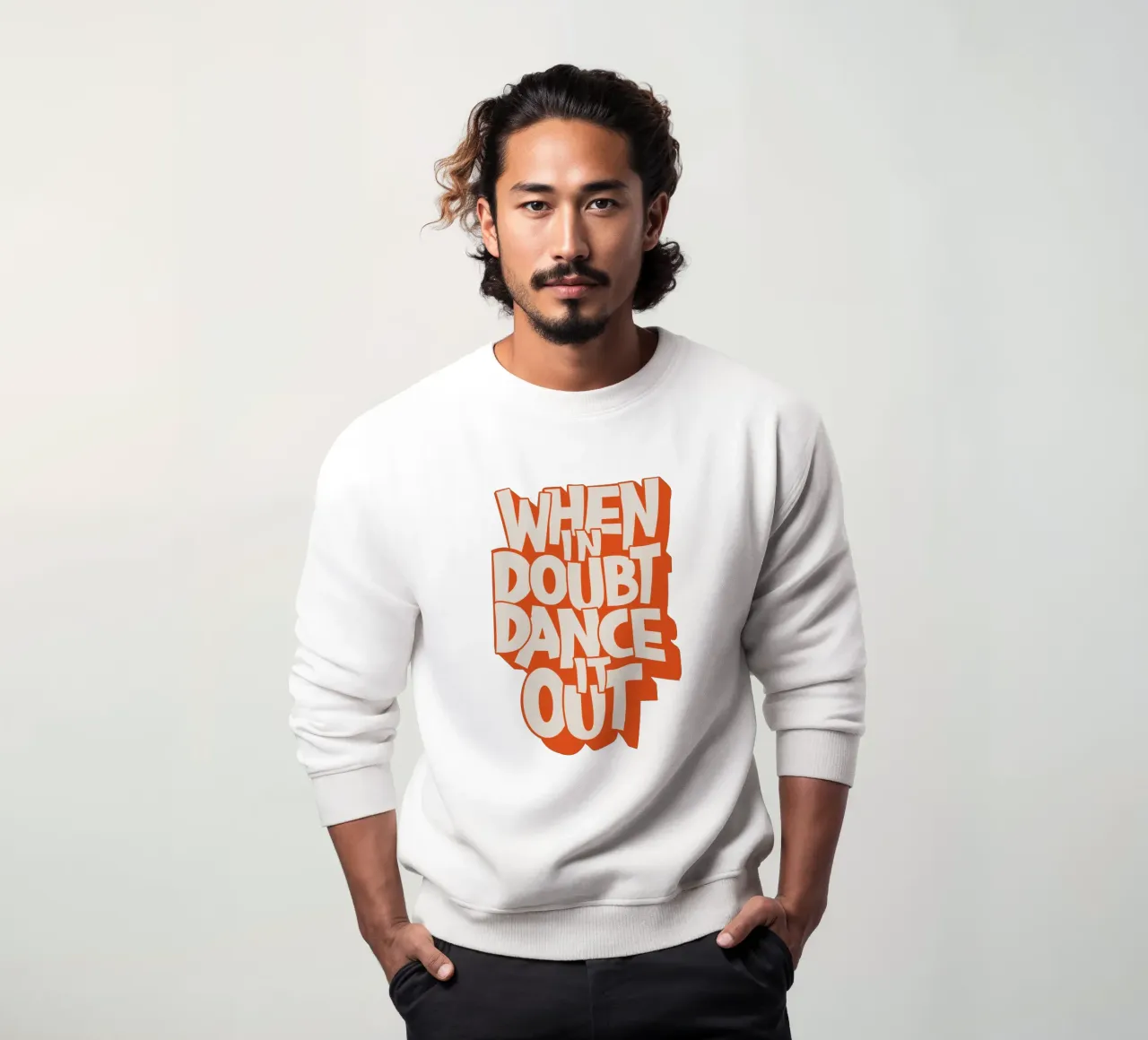 "When In Doubt Dance It Out" Typo Art Print - Pink & Orange felpa da showmemars