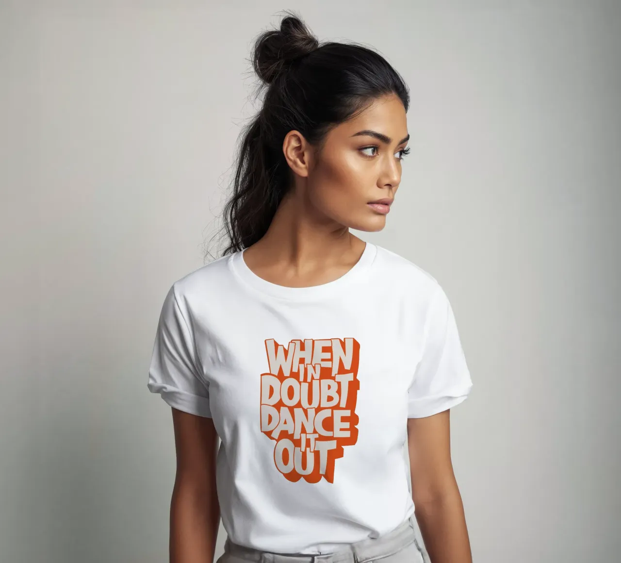 "When In Doubt Dance It Out" Typo Art Print - Pink & Orange t-shirt da showmemars